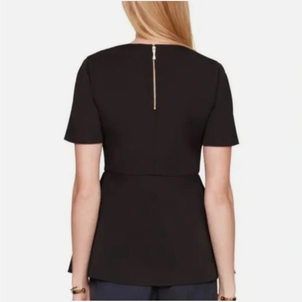 Kate Spade Black Short Sleeve Scuba‎ Peplum Top